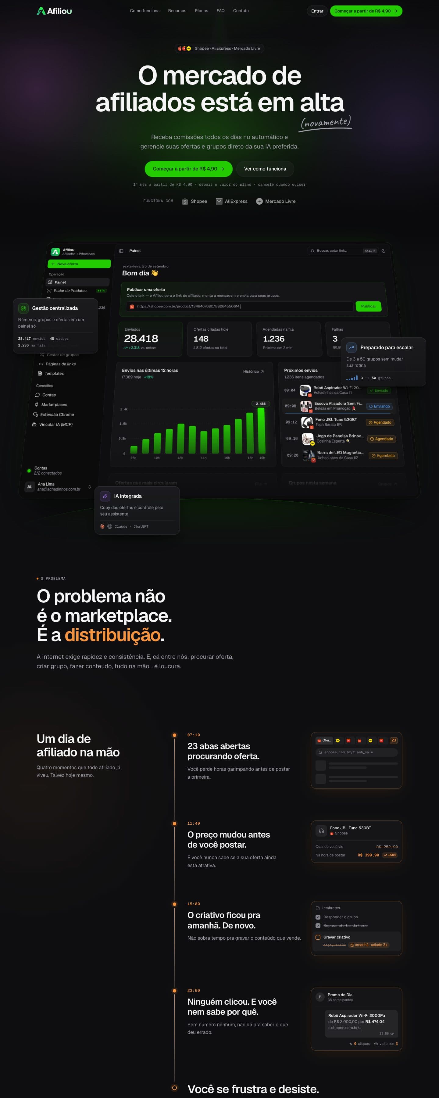 Página de vendas do Afiliou