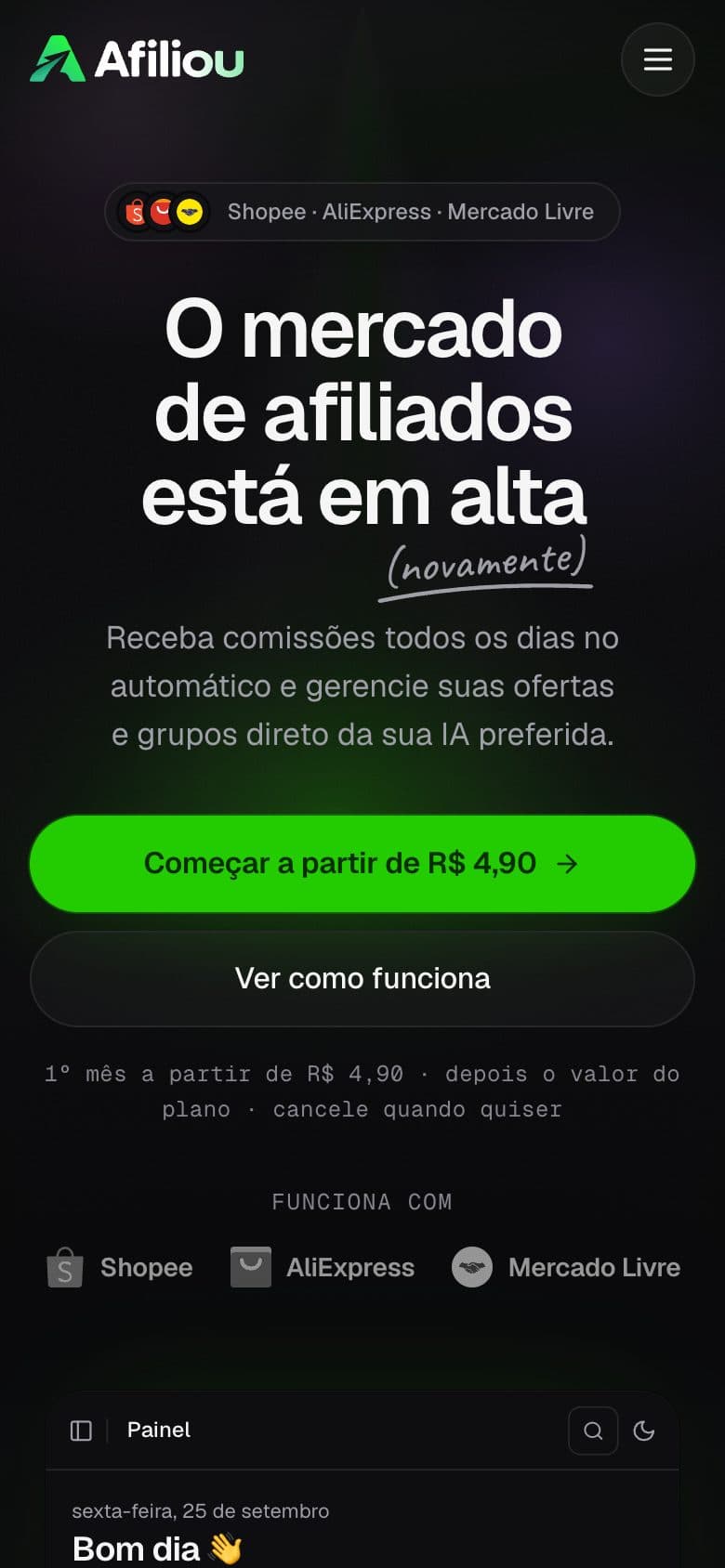 Afiliou no celular